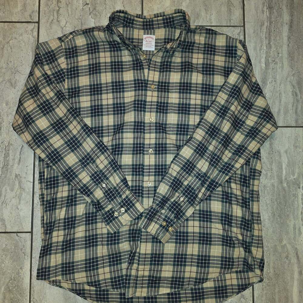 Brooks Brothers Madison Plaid Button Down Shirt Size L